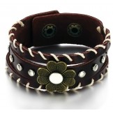 The King of Quantity Unisex Titanium Leather Bangle 