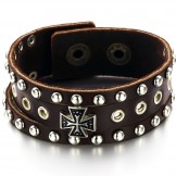 High Quality Cross Titanium Leather Bangle 