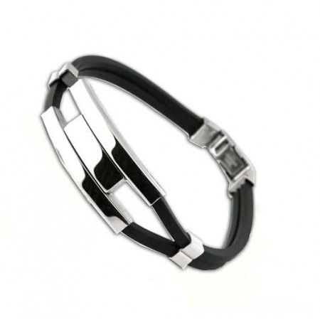 Quality and Quantity Assured Male Concise Titanium Silicone Bangle 