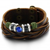 Complete in Specifications Titanium Leather Bangle With Rhinestone