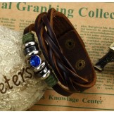 Complete in Specifications Titanium Leather Bangle With Rhinestone