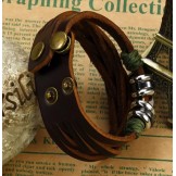 Complete in Specifications Titanium Leather Bangle With Rhinestone