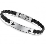 Reliable Reputation Female Star Shape Titanium Leather Bangle