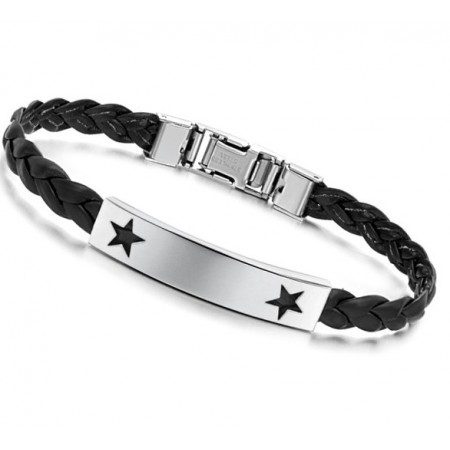 Reliable Reputation Female Star Shape Titanium Leather Bangle