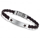Reliable Reputation Female Star Shape Titanium Leather Bangle