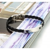 Reliable Reputation Female Star Shape Titanium Leather Bangle