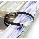 Reliable Reputation Female Star Shape Titanium Leather Bangle