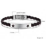 Reliable Reputation Female Star Shape Titanium Leather Bangle