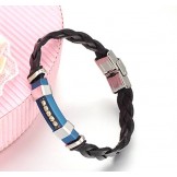 Wide Varieties Male Titanium Leather Bangle 