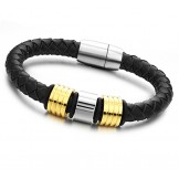 Superior Quality Black Titanium Leather Bangle