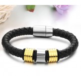 Superior Quality Black Titanium Leather Bangle