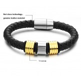 Superior Quality Black Titanium Leather Bangle