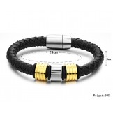 Superior Quality Black Titanium Leather Bangle