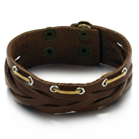 Superior Quality Titanium Leather Bangle 