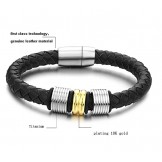 Wide Varieties Black Titanium Leather Bangle