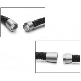 Wide Varieties Black Titanium Leather Bangle