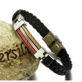 Quality and Quantity Assured Titanium Leather Bangle 