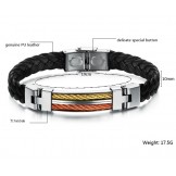 Quality and Quantity Assured Titanium Leather Bangle 