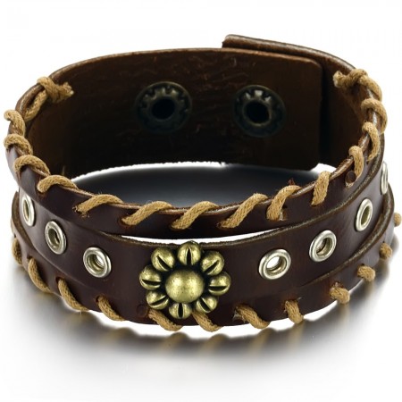 Excellent Quality Retro Titanium Leather Bangle 