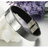 Durable in Use Male Titanium Leather Bangle 