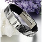 Durable in Use Male Titanium Leather Bangle 