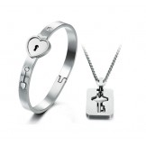 Wide Varieties Lock Titanium Bangle For Lovers 