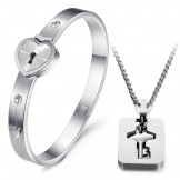 High Quality Lock Shape Titanium Bangle For Lovers 