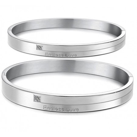 Excellent Quality Concise Titanium Bangle For Lovers With Rhinestone