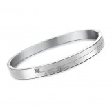 Excellent Quality Concise Titanium Bangle For Lovers With Rhinestone