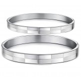 Wide Varieties Grid Titanium Bangle For Lovers