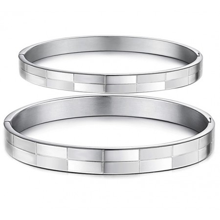 Wide Varieties Grid Titanium Bangle For Lovers