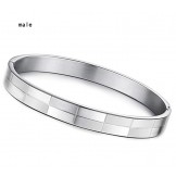 Wide Varieties Grid Titanium Bangle For Lovers