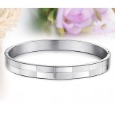 Wide Varieties Grid Titanium Bangle For Lovers