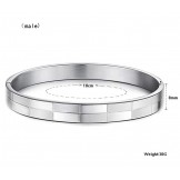 Wide Varieties Grid Titanium Bangle For Lovers