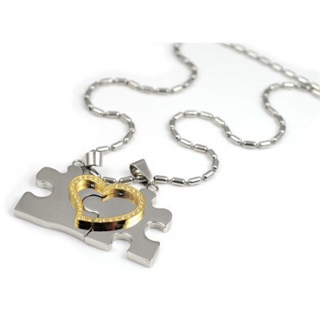 1 Pair Blue Color Heart titanium steel necklace Pendant-new 17225