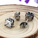 Stable Quality Unisex Titanium Earrings With Diamond