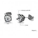 Stable Quality Unisex Titanium Earrings With Diamond