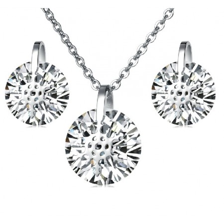 Quality and Quantity Assured Female Snowflake Titanium Necklace And Earrings With Rhinestone