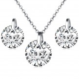Reliable Quality Female Titanium Necklace And Earrings With Rhinestone