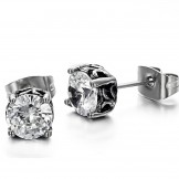 The Queen of Quality Unisex Titanium Earrings With Rhinestone