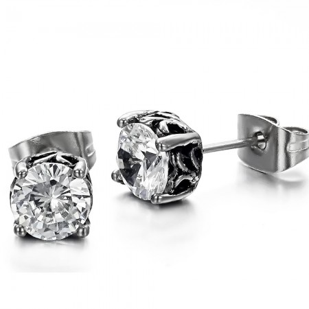 The Queen of Quality Unisex Titanium Earrings With Rhinestone