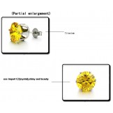 Durable in Use Female Yellow Titanium Earrings With Rhinestone