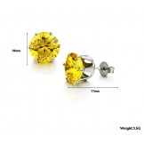 Durable in Use Female Yellow Titanium Earrings With Rhinestone