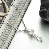 Wide Varieties Female Lock and Key Platinum Plating Titanium Necklace With Rhinestone