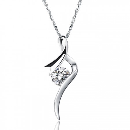 Stable Quality Female Platinum Plating Titanium Necklace With Diamond