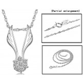 Easy to Use Female Wing Shape Platinum Plating Titanium Necklace With Rhinestone