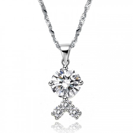 Reliable Quality Female Platinum Plating Titanium Necklace With Rhinestone