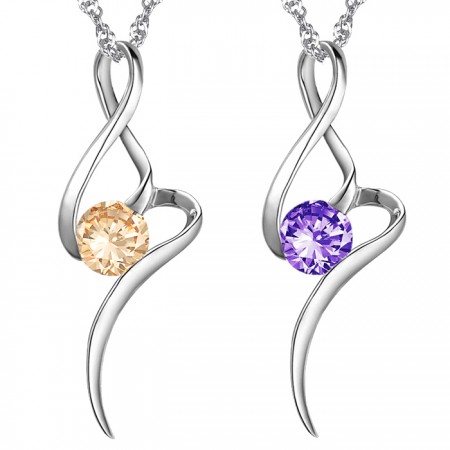 Selling Well all over the World Female Purple Platinum Plating Titanium Necklace With Diamond