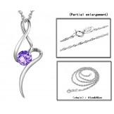 Selling Well all over the World Female Purple Platinum Plating Titanium Necklace With Diamond