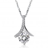 Excellent Quality Female Platinum Plating Titanium Necklace With Diamond
